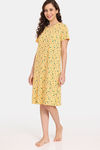 Rosaline Mystic Town Knit Cotton Knee Length Nightdress - Samoan Sun — thumbnail 2